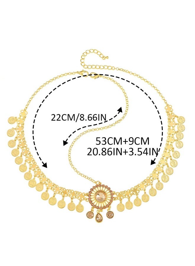 طوق رأس ذهبي مزين بالترتر، مناسب للمهرجانات، بتصميم بوهيمي للنساء والفتيات (ذهبي، مقاس واحد) - Image 2